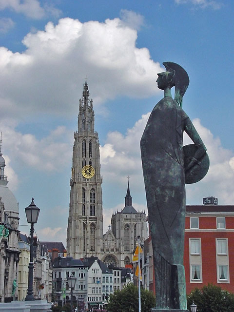 Cathedral and staue, Antwerp