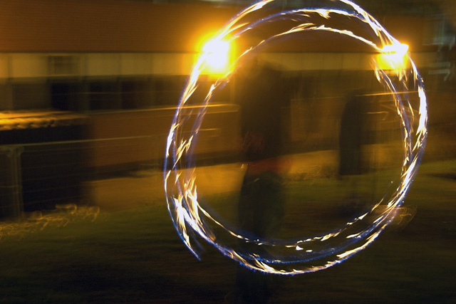 Ring of fire - Fire-spinning outside Sheffield University Students' Union