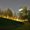 Crookes Valley Park - view to the University Arts Tower at night
