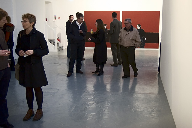 Channel audience in front of paintings by Djamel Tatah