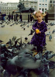 Rowan feeding the pigeons